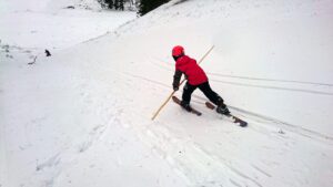 Med en stör i stället för stavar blir nedfärden stabilare.